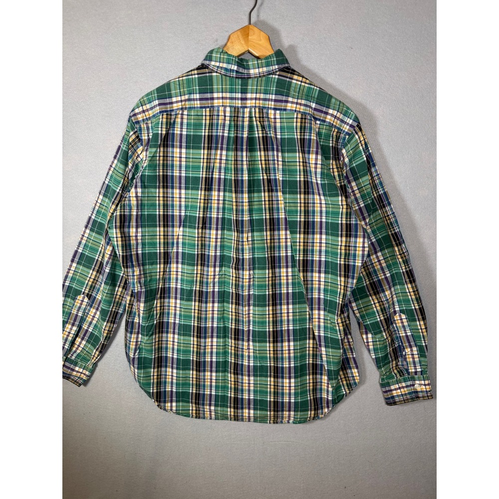 VTG Ralph Lauren Men L Classic Fit Plaid Button Down Shirt Green Preppy Pony 90s - Picture 3 of 8